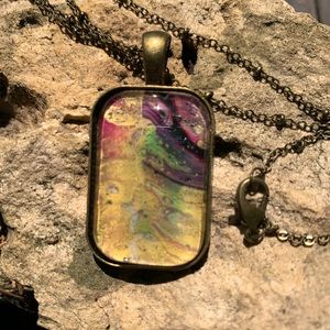 💄OOAK miniature acrylic painting necklace S Ray